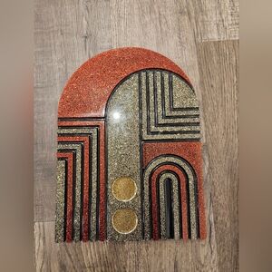 Resin Handmade Candle Tray black Red and shimmer Gold